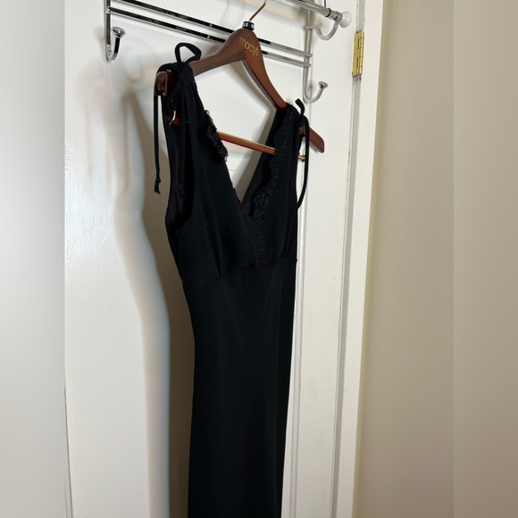 Vintage 90’s Y2K V-Neck Midi Dress Beaded Gauzy Lace - Picture 9 of 16